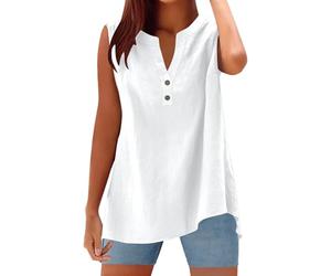 Generisch Elegante camicia da donna senza maniche con pratica chiusura a bottoni, ideale per l'uso quotidiano casual. Si può combinare anche in modo molto eccellente con jeans e pantaloni per il tempo