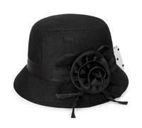 Generisch Elegante cappello da sole Cloche Bowler cappello da chiesa abito da sposa fascinator cappello invernale da donna (nero, taglia unica)