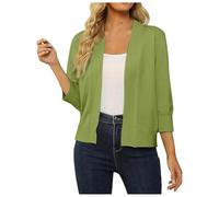 Generisch Elegante cardigan da donna con maniche a 3/4, vestibilità aderente come capispalla alla moda per un aspetto elegante, Verde chiaro, XL