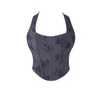 Generisch Elegante costume da cosplay con stampa floreale, abito corsetto da donna, abito da cortile, abbigliamento da festa, abbigliamento casual, corsetto medievale per le donne, Nero , 3XL