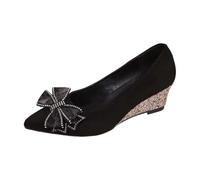 Generisch Elegante donna con dettagli a fiocco, vestibilità comoda per un aspetto elegante, Nero , 41 EU