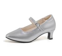 Generisch Elegante donna con tacco basso, versatile per la danza quotidiana, punta affusolata, tallone avvolgente, vestibilità comoda per ogni stagione, argento, 40 EU