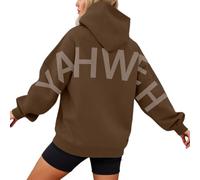 Generisch Elegante felpa con cappuccio da donna, con design basico, per il tempo libero, l'ufficio, le vacanze, caffè, L
