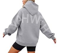 Generisch Elegante felpa con cappuccio da donna, con design basico, per il tempo libero, l'ufficio, le vacanze, grigio., XL