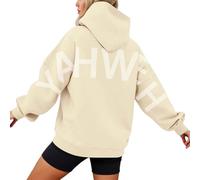 Generisch Elegante felpa con cappuccio da donna, con design basico, per il tempo libero, l'ufficio, le vacanze, beige., XL