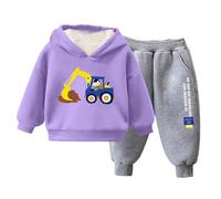 Generisch Elegante felpa con cappuccio in pile per ragazzi - Caldi abiti invernali per bambini a maniche lunghe con stampa cartoni animati, abbigliamento casual comodo, Viola chiaro, 5-6 Jahre