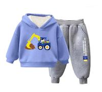 Generisch Elegante felpa con cappuccio in pile per ragazzi - Caldi abiti invernali per bambini a maniche lunghe con stampa cartoni animati, abbigliamento casual comodo, Azzurro, 5-6 Jahre