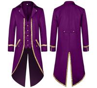 Generisch Elegante giacca frack da uomo, Halloween, gotico, cappotto formale per tutti i giorni, spettacolo sul palco, vestibilità aderente, design elegante, Lilla, M