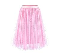Generisch Elegante gonna a scaglie in chiffon di media lunghezza da donna, versatile, perfetta per tutti i giorni, ufficio, feste, cocktail serate, Colore: rosa., S