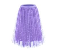 Generisch Elegante gonna a scaglie in chiffon di media lunghezza da donna, versatile, perfetta per tutti i giorni, ufficio, feste, cocktail serate, Viola chiaro, S