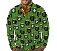 Generisch Elegante maglione da uomo senza stampa a quadrifoglio per un design casual alla moda, verde, M