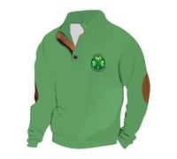 Generisch Elegante maglione da uomo senza stampa a quadrifoglio per un'eleganza casual e alla moda, verde, XL
