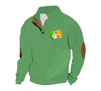 Generisch Elegante maglione da uomo senza stampa a quadrifoglio per un'eleganza casual e alla moda, verde, S