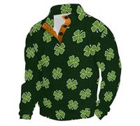 Generisch Elegante maglione da uomo senza stampa a quadrifoglio per un'eleganza casual e alla moda, verde, L