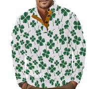 Generisch Elegante maglione da uomo senza stampa a quadrifoglio per un'eleganza casual, verde, XXL