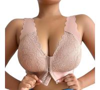 Generisch Elegante reggiseno in pizzo senza ferretto con chiusura frontale per un comodo trasporto a casa e nel tempo libero, beige., 85D