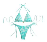 Generisch Elegante set tankini da bagno per piscina da spiaggia ed elegante e versatile costume da bagno in due pezzi con design a legatura, perfetto per l'estate, Verde menta, L