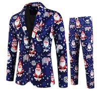 Generisch Eleganti abiti da uomo stampati moda da uomo per Natale due pezzi composto giacca pantaloni, Colore: rosa., XL