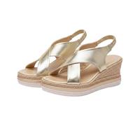 Generisch Eleganti sandali da donna con supporto per i piedi, Slide con zeppa. Design elegante: antiscivolo, impermeabile e zeppa ideale per un comfort elegante nel tempo libero, gold, 36 EU