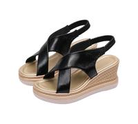 Generisch Eleganti sandali da donna con supporto per i piedi, Slide con zeppa. Design elegante: antiscivolo, impermeabile e zeppa ideale per un comfort elegante nel tempo libero, Nero , 38 EU