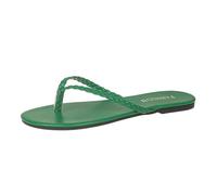 Generisch Eleganti sandali da spiaggia piatti con passante per le dita in tessuto, per il tempo libero, le gite estive, pantofole da donna leggere e comode per le vacanze, verde, 41 EU