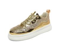 Generisch Eleganti scarpe casual con plateau a punta rotonda per un comfort ottimale, scarpe moderne per tutti i giorni dal design lucido, gold, 42 EU