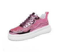 Generisch Eleganti scarpe casual con plateau a punta rotonda per un comfort ottimale, scarpe moderne per tutti i giorni dal design lucido, Colore: rosa., 37 EU