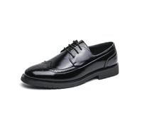 Generisch Eleganti scarpe in pelle da uomo con dettagli ricamati e passanti. Compagno versatile per tutti i giorni per abiti eleganti da festival, Nero , 40 EU