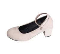 Generisch Eleganti scarpe per il tempo libero con tacco a blocco per tutti i giorni, combinate con jeans, comode e alla moda per un piacere duraturo, beige., 38 EU