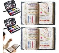 Generisch Embroidery Stitch Book Kit, Portable All Embroidery Stitch Book, Instructional Tutorial 106 Pattern Embroidery Stitch Book & Sewing Kit 86 PCS, Sew Anywhere (2Set)
