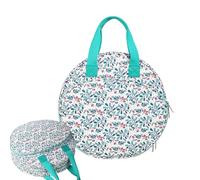Generisch Embroidery Storage Bag, Round Craft Organizer Tote, Multi Pocket Supplies Bag Knitting, Needlework, Portable Storage for and Beginners, Design elegante