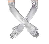 Generisch Esercizio di nozze sera donne abiti lunghi guanti donna similpelle (argento, taglia unica)