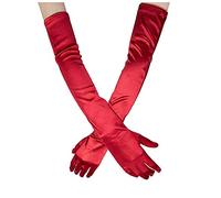 Generisch Esercizio di nozze sera donne abiti lunghi guanti donna similpelle (rosso, taglia unica)