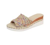 Generisch Espadrillas estive da donna, con plateau, con zeppa, aperte, Multicolore, 37 EU