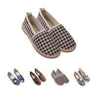 Generisch Espadrillas estive da donna Leo, slip-on, in tessuto, comode, leggere, per il tempo libero, con motivo, scarpe basse traspiranti, per il tempo libero e la vita quotidiana, Nero , 43 EU
