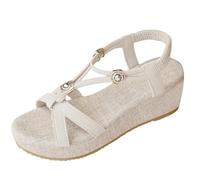 Generisch Espadrillas estive da donna Leo, slip-on, in tessuto, comode, leggere, per il tempo libero, con motivo, scarpe basse traspiranti, per il tempo libero e la vita quotidiana, 02 bianco, 38 EU