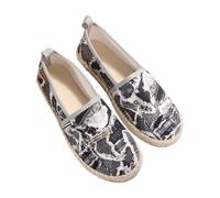 Generisch Espadrillas estive da donna Leo, slip-on, in tessuto, comode, leggere, per il tempo libero, con motivo, scarpe basse traspiranti, per il tempo libero e la vita quotidiana, grigio., 43 EU