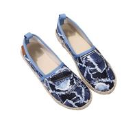 Generisch Espadrillas estive da donna Leo, slip-on, in tessuto, comode, leggere, per il tempo libero, con motivo, scarpe basse traspiranti, per il tempo libero e la vita quotidiana, Blu, 37 EU