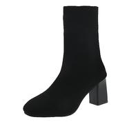 Generisch Europa gli Stati Uniti, così come il commercio estero degli Stati Uniti per stivali spessi con rotondo dopo la cinghia modelli classici stivaletti stivali corti, Nero , 40 EU