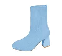 Generisch Europa Stati Uniti gli Stati Uniti commercio estero per spessore con stivali rotondi dopo la cinghia modelli classici stivaletti stivali corti, Celeste., 39 EU