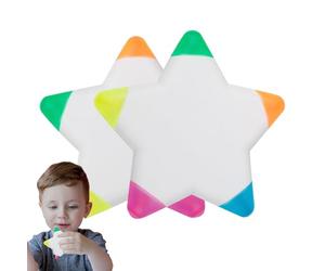 Generisch Evidenziatore a stella a cinque punte, 2 penne a forma di stella a cinque punte per bambini, evidenziatore divertente | Pennarello colorato 5 in 1 per disegnare e contrassegnare