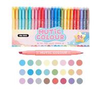 Generisch Evidenziatori - 24 colori assortimento di evidenziatori creativi Set | pennarelli a doppia punta | articoli per ufficio studente insegnante scrivere lezioni