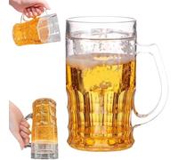 Generisch Fake Beer Mug 400 ml Double Layer Funny Prank Beer Glass with Handles, Realistic Fake Beer Stein, Novelty Beer Mug for Gag and Party, Leak Proof Insulated