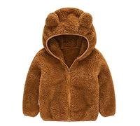 Generisch Farfalla Jack Bambino Cerniera Outwear con Cappuccio Baby Orecchio Cappotto Carino Caldo Cappotto e Giacca Cappotto Jack, caffè, 12-18 Monate