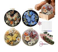 Generisch Farfalla Ricamo Set | Farfalla Creativa - Set di Ricamo per Adulti - Per Esercizio Intrattenimento Apprendimento Progetto Scuola Famiglia Donne