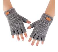 Generisch Fascia da donna invernale foderata per adulti, guanti ispessiti con dita aperte per ciclismo, scaldamuscoli a mano (grigio, taglia unica)