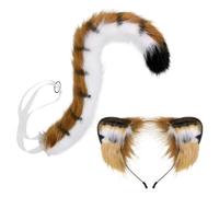 Generisch Fascia per capelli e coda di tigre per Halloween e cosplay | Cerchietto e coda con orecchie di animali, per bambini e adulti, Halloween, carnevale, feste a tema, spettacoli sul palco