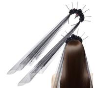 Generisch Fascia per capelli per Halloween, con fiori gotici, con velo, accessorio per costume per carnevale, cosplay