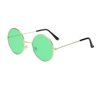 Generisch Fashion Retro Round Hippie Sunglasses for Women Men Trendy Punk Disco Party Glasses Circle Metal UV Protection Sunglasses, verde, taglia unica