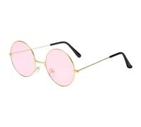 Generisch Fashion Retro Round Hippie Sunglasses for Women Men Trendy Punk Disco Party Glasses Circle Metal UV Protection Sunglasses, Colore: rosa., taglia unica